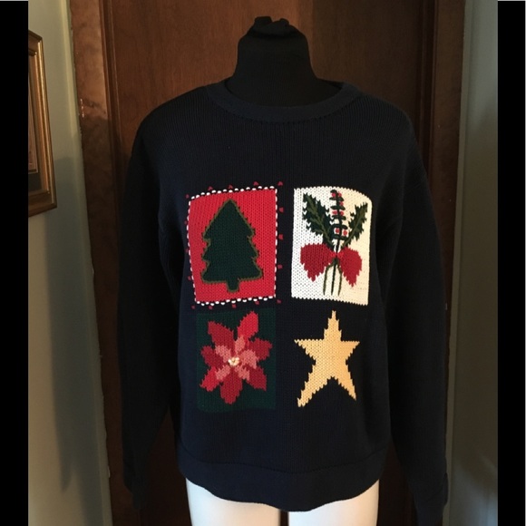 Ugly Christmas Holiday Sweater Sz M Liz Claiborne - Picture 1 of 6